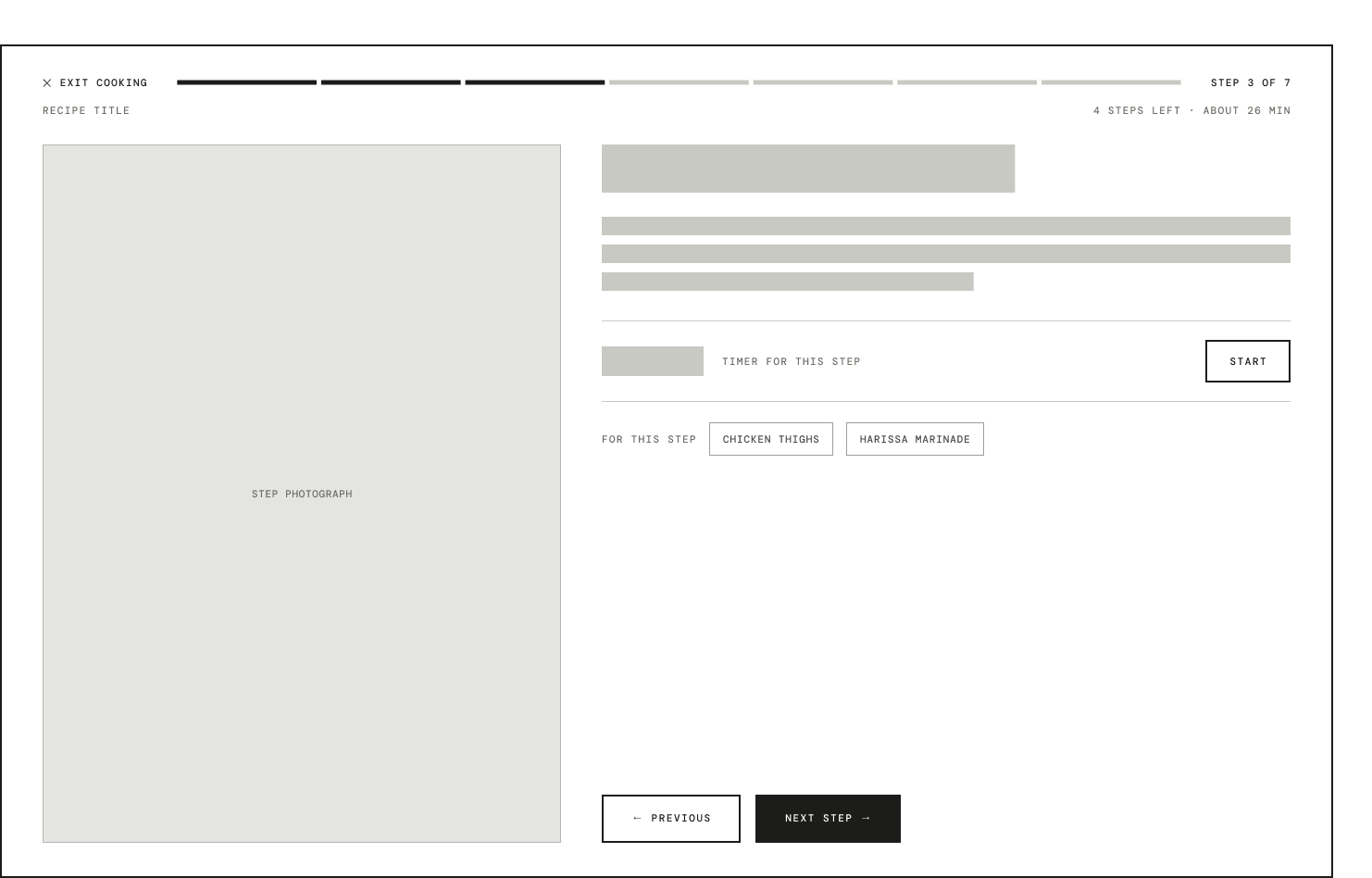 Wireframe Cook Better desktop — mode cuisson