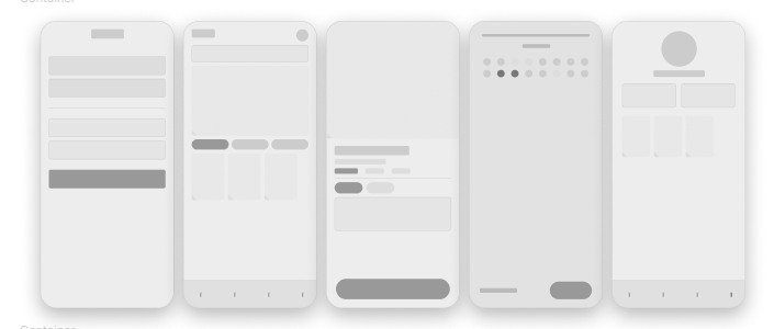 Wireframes basse fidélité Movie Pass — set 1