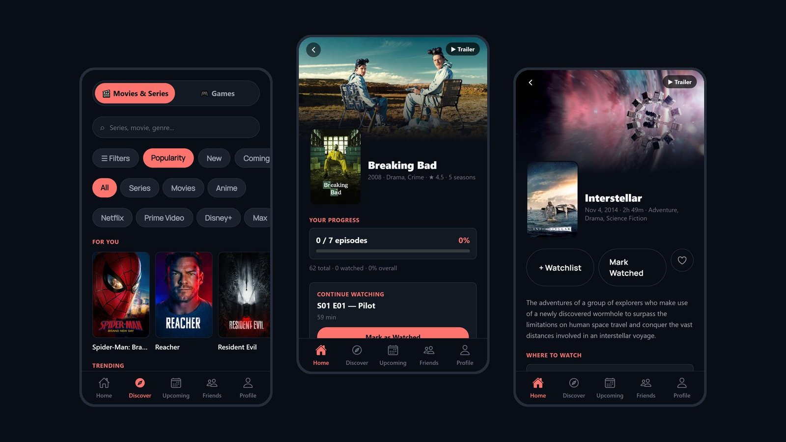 Rewind - application de suivi de séries, films et jeux
