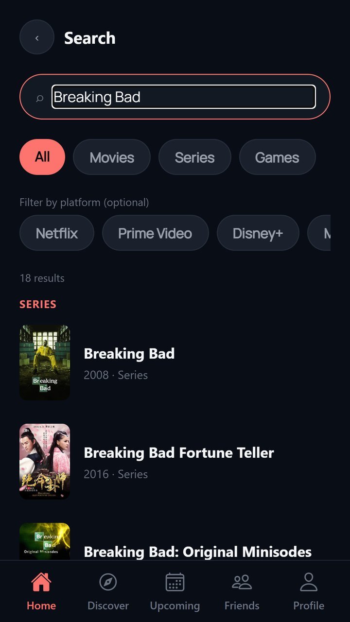 Rewind — recherche de séries, films et jeux